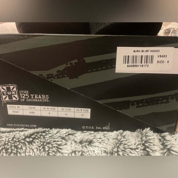 T.U.K VIVA Creepers, deep wine/burgundy velvet 8Mens 10Ladies - Picture 6 of 6